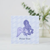 Zittende Zeemeermin Blauw Kaart (Staand voorkant)