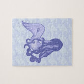 Zittende Zeemeermin Blauw Legpuzzel (Horizontaal)