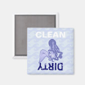 Zittende Zeemeermin Blauw Magneet (Voorkant / Achterkant)