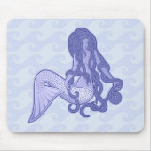 Zittende Zeemeermin Blauw Muismat (Voorkant)