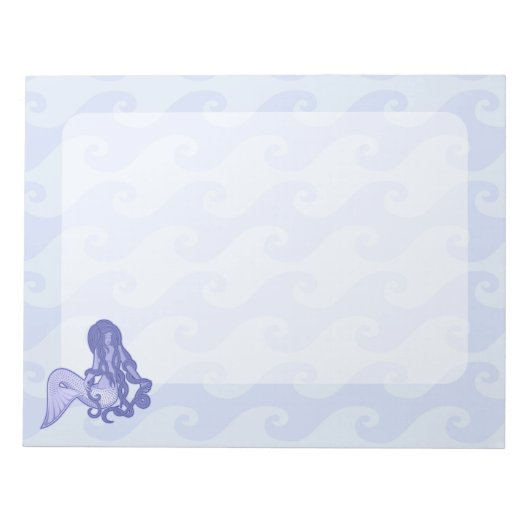 Zittende Zeemeermin Blauw Notitieblok (Voorkant)