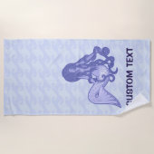 Zittende zeemeermin Blauw Strandlaken (Voorkant)