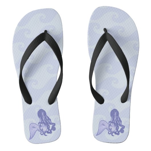 Zittende Zeemeermin Blauw Teenslippers (Voetbed)
