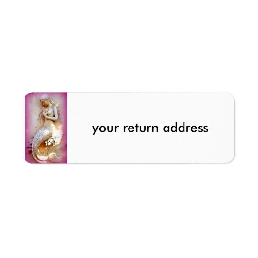Zittende zeemeermin roze retouradres label (Voorkant)