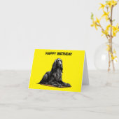 Zittende zwarte Afghaanse hond Kaart (Gele Bloem)