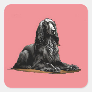 Zittende zwarte Afghaanse hond Vierkante Sticker