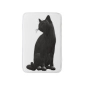 Zittende zwarte kat badmat (Voorkant Verticaal)