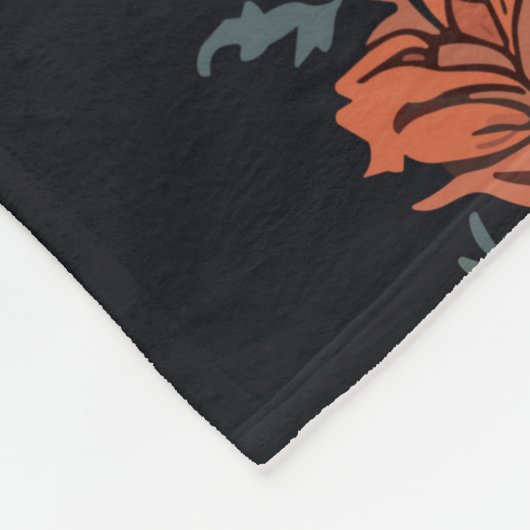 Zittende zwarte kat  bloemig fleece deken (Hoek)