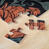 Zittende zwarte kat  bloemig legpuzzel (Zijkant)