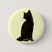 Zittende zwarte kat Button (Voorkant)