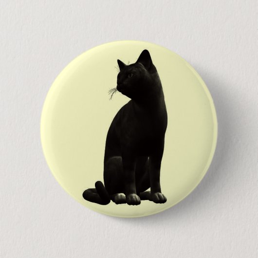 Zittende zwarte kat Button (Voorkant)