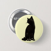 Zittende zwarte kat Button (Voorkant /achterkant)