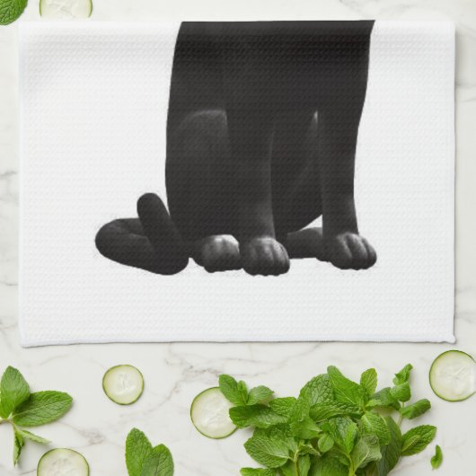 Zittende zwarte kat keukenhanddoek (Gevouwen)