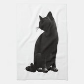 Zittende zwarte kat keukenhanddoek (Verticaal)