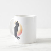 Zittende zwarte kat koffiemok (Voorkant links)