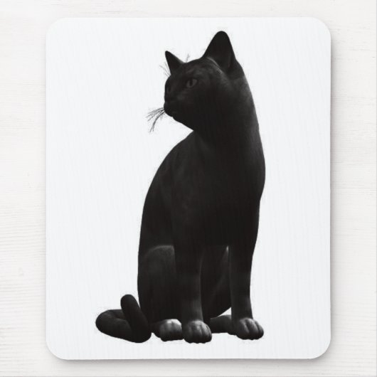 Zittende Zwarte Kat Muismat (Voorkant)