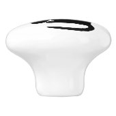 Zittende zwarte kat naar links keramische knop (Zijkant)