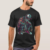 Zittende zwerver-skelet t-shirt (Voorkant)