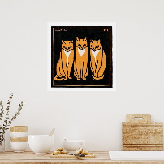 Zitterend drie kat, Julie de Graag Poster (Keuken)