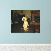 Zitterend  of kijkend TV Dachshund Canvas (Insitu (Houten vloer))