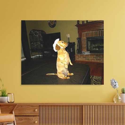 Zitterend  of kijkend TV Dachshund Canvas (Insitu (Woonkamer))