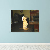 Zitterend  of kijkend TV Dachshund Canvas Afdruk (Insitu (Houten vloer))