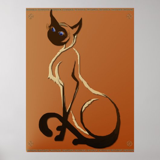 Zitterend  Poster van Siamese kat (Voorkant)