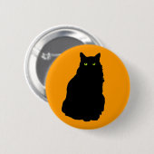 Zitterende zwarte kat op Sinaasappel Ronde Button 5,7 Cm (Voorkant /achterkant)