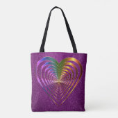 Zittig hart in een Paarse hartspits Tote Bag (Achterkant)