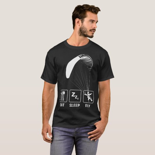 Zittig levensreddende Eat Sleep Fly Tshirt (Voorkant volledig)