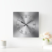Zittig zilvermetallisch ontwerp zonder roestvrijst vierkante klok (Huis)