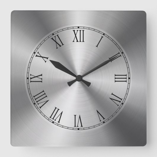 Zittig zilvermetallisch ontwerp zonder roestvrijst vierkante klok (Voorkant)