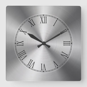 Zittig zilvermetallisch ontwerp zonder roestvrijst vierkante klok