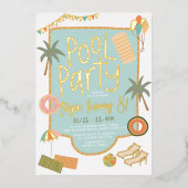 Zittige zomerfeest met de hand folie uitnodiging (Voorkant)