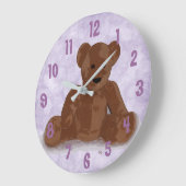 Zitting Teddy Bear (paarse achtergrond) Grote Klok (Hoek)