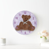 Zitting Teddy Bear (paarse achtergrond) Grote Klok (Huis)