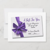 Zittingservice Paars bow Cadeau Feestdagenkaart (Voorkant)