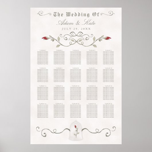 ZITTSCHEMA 151-200 | Elegant Red Rose Wedding Poster (Voorkant)