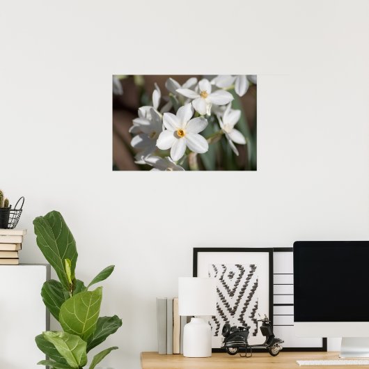 Ziva Paper White Flower Poster (Thuiskantoor)