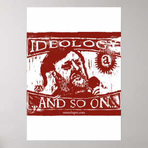 Zizek Houtsnede, Ideologie en zo verder, Rood Poster