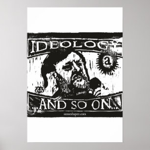 Zizek Houtsnede, Ideologie en zo verder, Zwart Poster