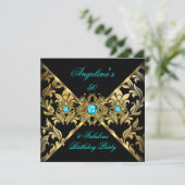 ZIZZAGO DESIGN FabulN Blauwgroen Gold Black Damask Kaart (Staand voorkant)