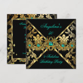 ZIZZAGO DESIGN Fabulous Jade Gold Damask Party 2 Kaart (Voorkant / Achterkant)