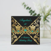 ZIZZAGO DESIGN Fabulous Jade Gold Damask Party 2 Kaart (Staand voorkant)