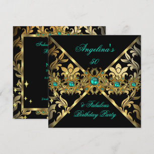ZIZZAGO DESIGN Fabulous Jade Gold Damask Party 2 Kaart