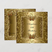 Zizzago Elegant 30th Birthday Butterfly Gold Kaart (Voorkant / Achterkant)