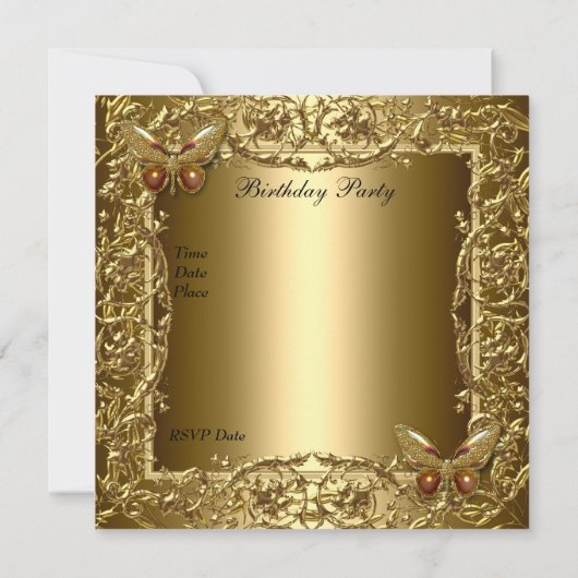 Zizzago Elegant 30th Birthday Butterfly Gold Kaart (Achterkant)