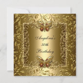 Zizzago Elegant 30th Birthday Butterfly Gold Kaart (Voorkant)