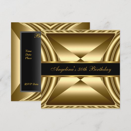 Zizzago Elegant 30th Birthday Exotic Rich Gold Kaart (Voorkant / Achterkant)