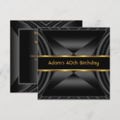 Zizzago Elegant 40th Birthday Party Black Gold Kaart (Voorkant / Achterkant)
